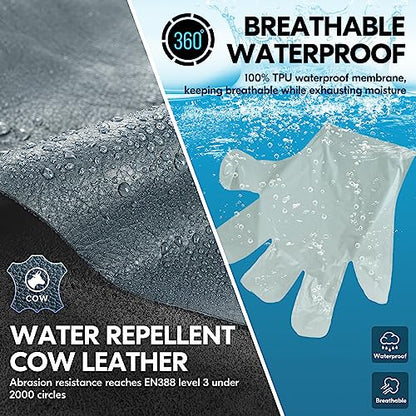 Vgo... 1 Pair -20℃/-4°F COLDPROOF,Winter Work Leather Gloves,Impact Gloves,Anti-Vibration,Water Resistant(CA7722FW) - color: Gray, size: Small