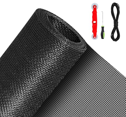 QWR Pet Proof Window Screen Replacement Kit, 39"x118" Durable High Hardness Screen Mesh Replacement Window Screens Repair Kit for Sliding Screen Door,Patio and Windows.(Folded Package with Tool Kit) - size: 39''x 118''-folded/With Tool Kit