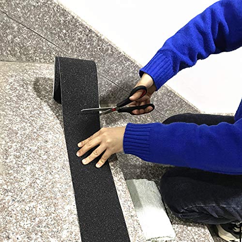 COSIMIXO 8" x 35Ft Heavy Duty Anti Slip Tape,Best 80grit Friction,Grip,Abrasive for Stairs Outdoor/Indoor,Skateboard Grip Tape Safety Non Skid Tread Staircases Anti-Slip Traction Tape Black - size: 8" x 35Ft Black