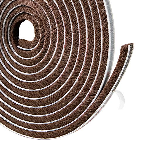 TORRAMI Felt Pile Weather Stripping Brush Strip for Window and Door Seal 11/32 inch x 11/32 inch x 16 ft,Strong Adhesive Backing Door Felt Strip for Sealing Insulation, Brown - color: Brown, size: 11/32 inch x 11/32 inch x 16 ft