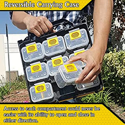 Hardware Tackle Box storage with Patented Removable Compartment Organizer and Reversible Carrying Case for Screws, Nuts and Bolts, WVE9420