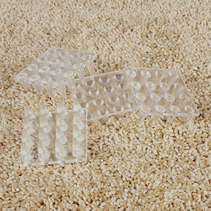 SoftTouch 4" Square Adhesive Anti-Dent Carpet Protectors with 5/8" Spiked Bottom, Self-Stick Spiked Furniture Pads for Tables, Beds, Sofas, Chairs, Set of 2, Clear - style: 5/8" Deep Pile Carpet