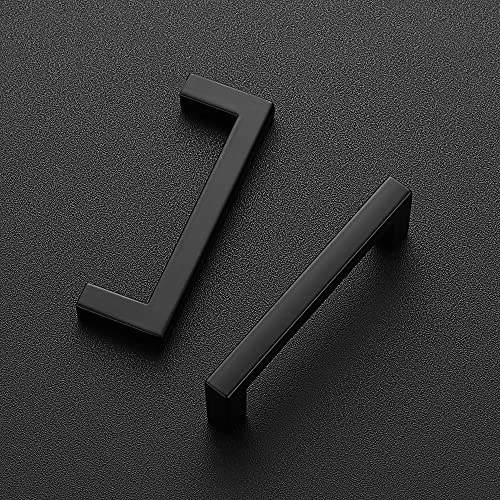 Ravinte 3 Pack Solid 3 Inch Center to Center Slim Square Bar Drawer Handles - Kitchen Cabinet Hardware in Matte Black - Drawer Pulls and Cabinet Handles - size: Flat Black 3'' Hole Center
