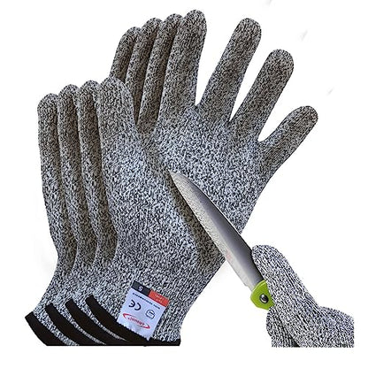 Cutting Gloves, 2 Pairs of Cut Resistant Gloves Food Grade, Cut Resistant Gloves for Kitchen, Oyster Shucking, Fish Fillet Processing, Carving Wood and Gardening(Small) - color: Gray, size: Small (Pack of 4)