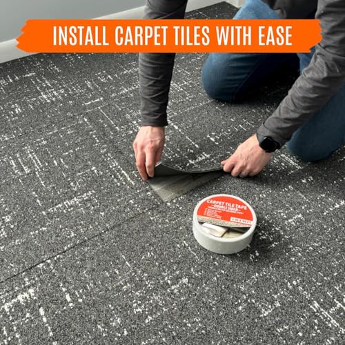 Carpet Tile Tape Double Sided 4in x 90ft (Bulk 12 Pack) Heavy Duty Reinforced Web Mesh Residue Free Indoor Outdoor for Carpet Tiles, Hardwood, Vinyl, Rugs, Carpet, Rubber, Mat Gripper - size: 2 IN x 90 FT (12 Pack)