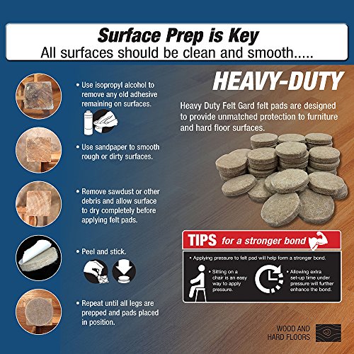 Shepherd Hardware 9816 1-1/2-Inch Heavy Duty Self-Adhesive Felt Corner Furniture Pads, 8-Pack, Beige