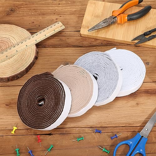 Zonon 4 Rolls 120 Inch Felt Strip with Adhesive Backing Felt Tapes Furniture Strip Rolls Self Stick Heavy Duty Polyester for Protecting Furniture and DIY Adhesive(White,0.5 Inch) - color: White, size: 0.5 Inch