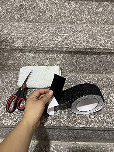 COSIMIXO 2" x 35Ft Heavy Duty Anti Slip Tape,Best 80grit Friction,Grip,Abrasive for Stairs Outdoor/Indoor Waterproof Grip Tape Safety Non Skid Tread Staircases Anti-Slip Traction Tape Black - size: 2" x 35Ft Black