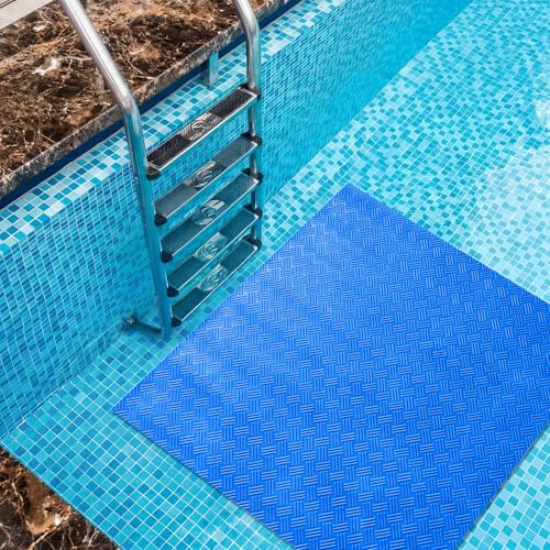 Breling 36" x 36" Swimming Pool Ladder Mat, Protective Pool Ladder Pad Step Mat with Non Slip Texture for Above Ground Swimming Steps Liners and Stairs(Striped) - size: 36" X 36", style: Striped