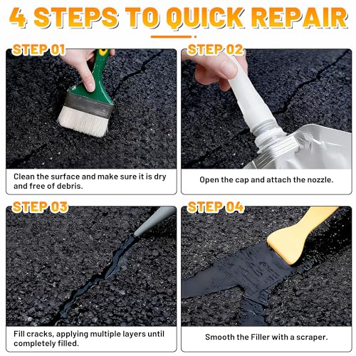 Asphalt Crack Filler, 8LB High Elasticity Cement Crack Filler, Self Leveling Waterproof Repair Sealant for Driveway, Walkway, Blacktop Concrete Joint, Outdoor Quick Drying Sealer - Black - style: 6pcs, 8LB