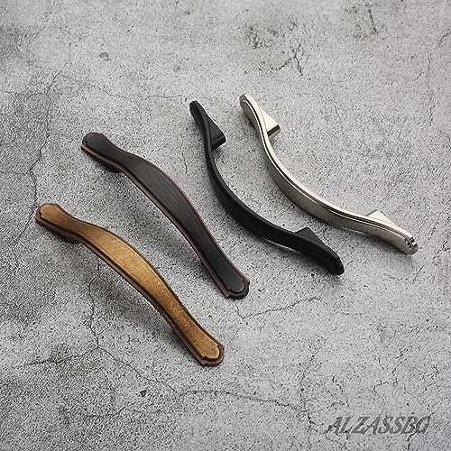 Alzassbg 10 Pack Antique Brass Cabinet Pulls, 3 Inch(76mm) Hole Centers Cabinet Handles Arch Kitchen Hardware for Cabinets and Drawer AL3028AE - color: Traditional Handles - Antique Brass, size: 3" Hole Center