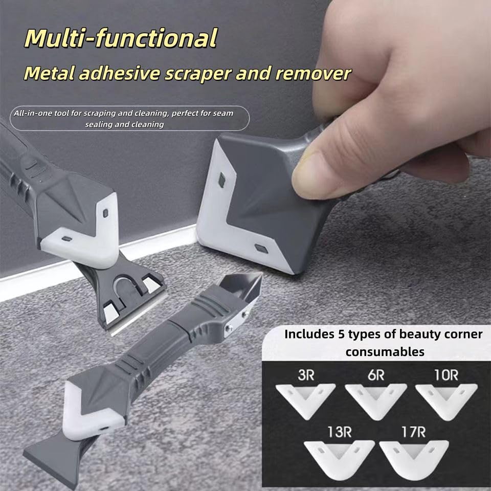 (Black) Caulk Remover Tool Kit, Grout Removal & Sealant Finishing Scraper Set for Bathroom Kitchen Tile Joints Repair