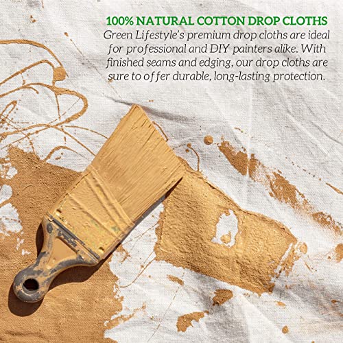 GREEN LIFESTYLE All Purpose Canvas Drop Cloths - Drop Cloth for Painting, Floor Cover, Heavy Duty Protection for Furniture & Surfaces, Reusable Painters Canvas Tarp for Renovation & Home (4x10) - size: 1 Pack - 4x10