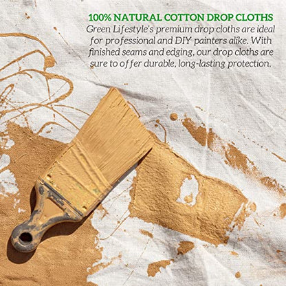 GREEN LIFESTYLE All Purpose Canvas Drop Cloths - Drop Cloth for Painting, Floor Cover, Heavy Duty Protection for Furniture & Surfaces, Reusable Painters Canvas Tarp for Renovation & Home (2 Pack 4x12) - size: 2 Pack - 4x12