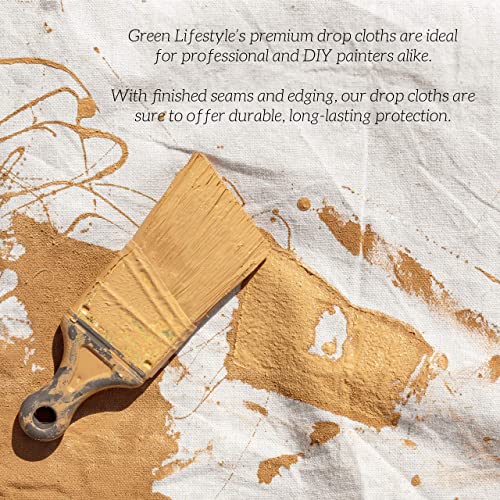 GREEN LIFESTYLE All Purpose Canvas Drop Cloths - Drop Cloth for Painting, Floor Cover, Heavy Duty Protection for Furniture & Surfaces, Reusable Painters Canvas Tarp for Renovation & Home (4x12) - size: 4x12 With No Accessories