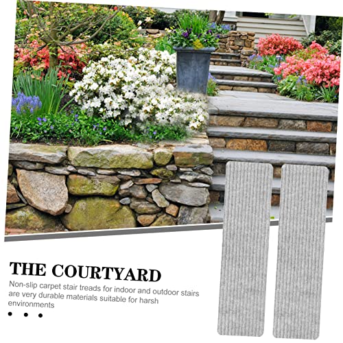 Brown Carpet Washable Rug 2pcs Stair Mat Washable Rug Non Skid Runners Self-Adhesive Stair Grey Face Cushion Non- TPR for Use in The Kitchen - color: Grey