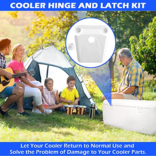 Cooler Hinge and Latch and Screws Kit, High Strength Cooler Latch Replacement Parts. Ice Chest Plastic Hinges, Latch Posts, and Screws, The Best Option for Repairing and Replacing Cooler Parts.