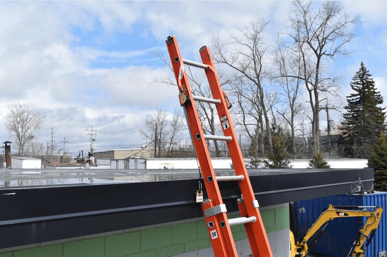 Life Grab Ladder Stabilizer - 2-Pack Adjustable Ratchet Strap System, Universal Fit Ladder Security Accessory, Robust Hook Attachments for Roof & Tree Work, Enhanced Stability & Safety, Easy Install
