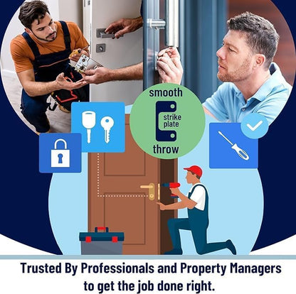Oversized (1.125" x 2.75") Adjustable Strike Plate for Exterior Doors - Larger Horizontal & Vertical Hole for Deadbolts & Electronic Locks - Home & Rental Security - Property Managers Favorite