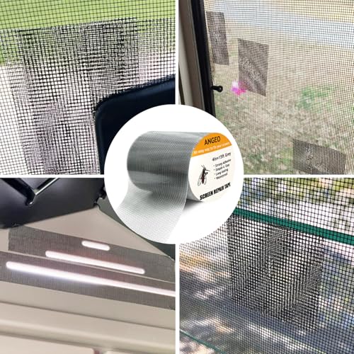 Fiberglass Window Repair Tape 4in X 15FT, Waterproof Screen Repair Kit for Mesh Screens, Instantly Covers Holes and Tears (Gray)