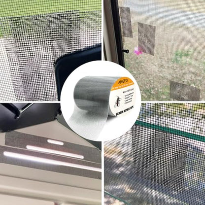 Fiberglass Window Repair Tape 4in X 15FT, Waterproof Screen Repair Kit for Mesh Screens, Instantly Covers Holes and Tears (Gray)