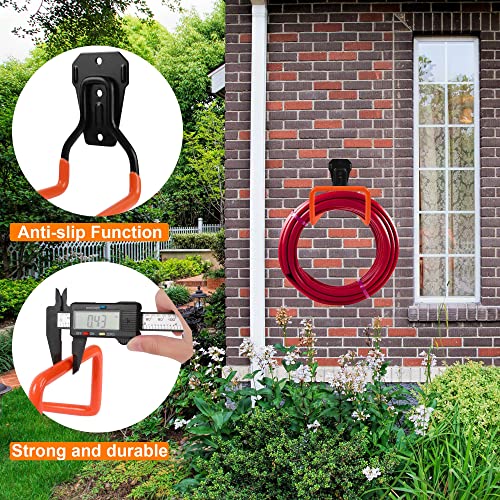 PeoMev Garden Hose Holder Wall Mount Heavy Duty Garden Hose Hanger Free Standing Metal Hose Rack for Outside Yard and Garage - color: Orange