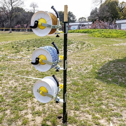 4 Pack T-Post Mounting Bracket, Electrical Wire Spool Rack, Wire Reel Holder Stud Reel Accessories, Retractable Extension Cord Reel Fixed Tool, for Hanging Wire Reels on Studs