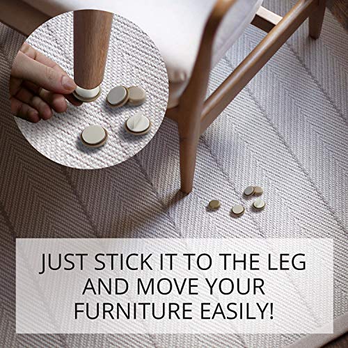 Chair Sliders X-PROTECTOR – Furniture Sliders 40 pcs Carpet Sliders 1” – The Best Furniture Moving Pads – Premium Chair Leg Floor Protectors – Slide Effortlessly with Chair Pads & Protect Your Floor! - size: 40 PCS 1", Self-Adhesive