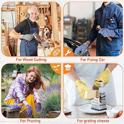 Hercicy 12 Pairs Cut Resistant Gloves Level 5 Protection Safety Cutting Kitchen Cuts Gloves for Chefs Garden - size: Medium