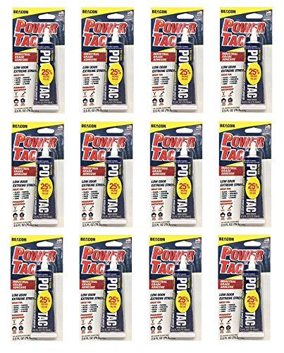 BEACON Power-Tac - The Ultimate All-Purpose Glue with Superior Strength, Low Odor, and Fast 10-Minute Dry Time, 2.5-Ounce, 12-Pack - size: 2.5-Ounce, style: 12-Pack