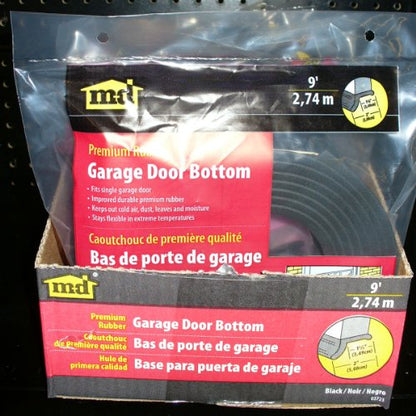 M-D Building Products 03723 9 ft. Black Rubber Garage Door Bottom Seal (Pack of 6) - size: 9 Ft. (Pack of 6)