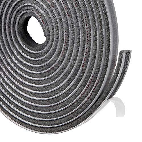 TORRAMI Felt Pile Weather Stripping 11/32 inch x 3/16 inch x 16 ft, Sliding Windows and Door Frame Side Brush Seal, Draft Stopper Soundproofing, Grey - color: Gray, size: 11/32 inch x 3/16 inch x 16 ft