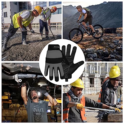 SAWANS Safety Work Gloves Gardening Working Gloves Mens Women Mechanic Construction Utility Flexible Padded Palm Protection - size: Large