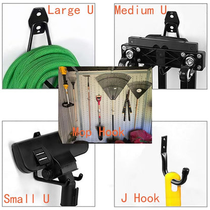 TocTen Garage Hooks, 14 Pack Garage Storage Hook Heavy Duty Solid Steel Wall Hooks, Wall Mount Storage Hook Kit with Anti-Slip Coating Ladder Hooks for Hanging Garden Tools Chair Hose Ropes (Black) - color: Black