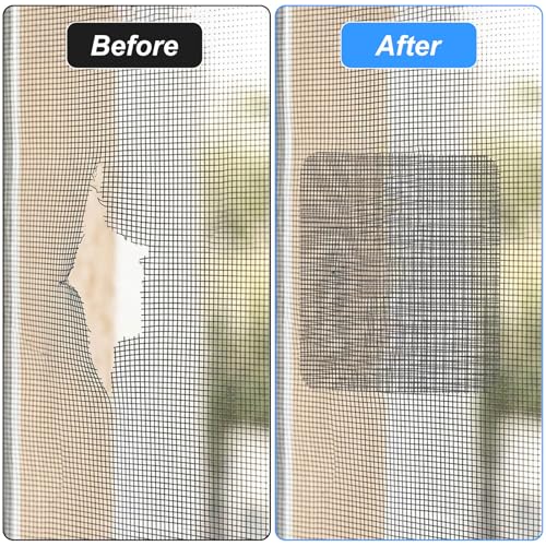 Sibba 20 Sheets Window Screen Patches Repair Kit, 4 Sizes Black Self-Adhesive Screen Patch Repair Kit for Mesh Screens Door, Strong Adhesive Fiberglass Screens Repairs Tape for Mesh Window Drain Holes
