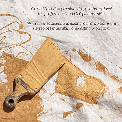 GREEN LIFESTYLE All Purpose Canvas Drop Cloths - Drop Cloth for Painting, Floor Cover, Heavy Duty Protection for Furniture & Surfaces, Reusable Painters Canvas Tarp for Renovation & Home (6x9) - size: 1 Pack - 6x9
