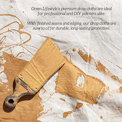 GREEN LIFESTYLE All Purpose Canvas Drop Cloths - Drop Cloth for Painting, Floor Cover, Heavy Duty Protection for Furniture & Surfaces, Reusable Painters Canvas Tarp for Renovation & Home (2 Pack 6x9) - size: 2 Pack - 6x9