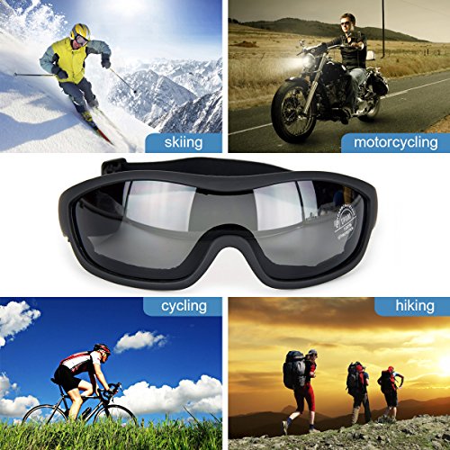 Viriber Motorcycle Goggles - UV Protective Outdoor Glasses, Dust-proof Combat Goggles (Deep Black) - color: Deep Black