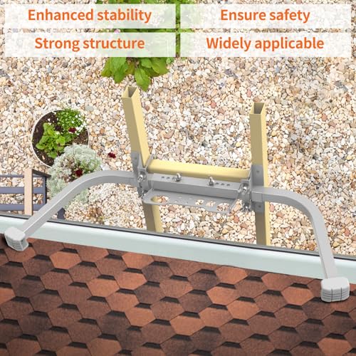 Aluminum Ladder Stabilizer, Heavy Duty Extended Ladder Accessories for Roof Gutter Guard Cleaning with Tool Tray, Ladder Stand-Off Wing Span with Non-Slip Rubber Bottom Pad - color: Silver Gray + tool tray