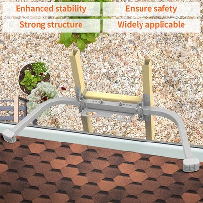 Aluminum Ladder Stabilizer, Heavy Duty Extended Ladder Accessories for Roof Gutter Guard Cleaning with Tool Tray, Ladder Stand-Off Wing Span with Non-Slip Rubber Bottom Pad - color: Silver Gray + tool tray