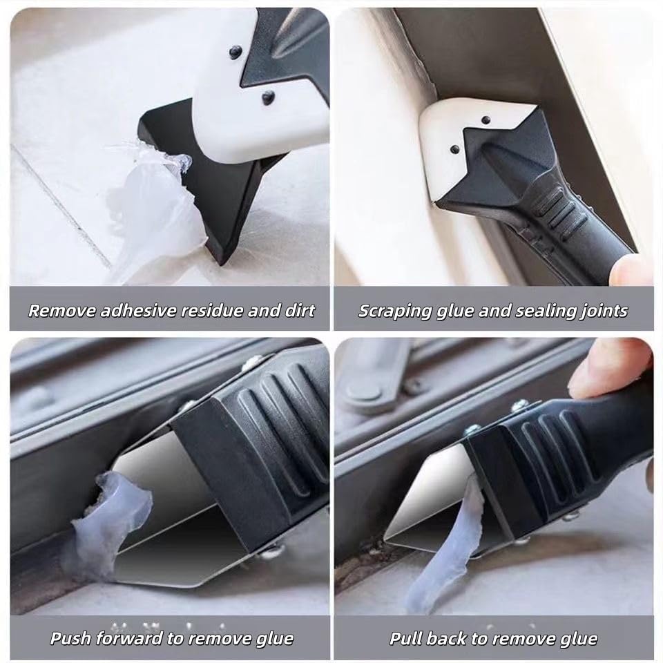(Black) Caulk Remover Tool Kit, Grout Removal & Sealant Finishing Scraper Set for Bathroom Kitchen Tile Joints Repair