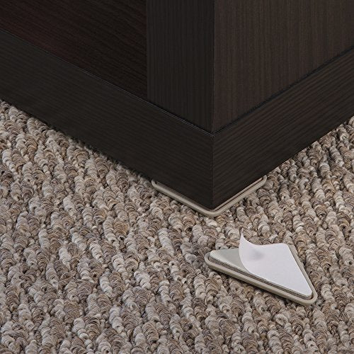 Super Sliders 2" Self-Stick Triangle Furniture Sliders for Carpet, Anti-Slip Adhesive Furniture Moving Pads for Beds, Sofas, Dressers, Set of 4, Beige
