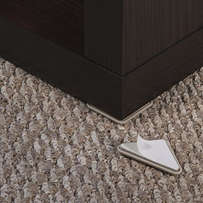 Super Sliders 2" Self-Stick Triangle Furniture Sliders for Carpet, Anti-Slip Adhesive Furniture Moving Pads for Beds, Sofas, Dressers, Set of 4, Beige