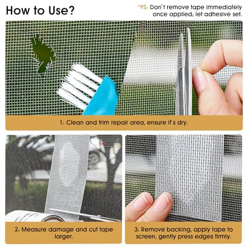 Screen Repair Tape - 2" x 15FT Window Screen Repair Tapes for Windows & Door Mesh Tears Holes, Strong Adhesive Screens Tapes Repair Mesh, Window Screens Repairs Kit(Grey)