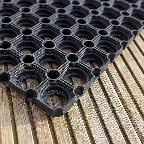 Heavy-Duty Rubber Mat, 24x32 Inches, Anti-Slip Door Mat for Residential & Commercial Use, Weather-Resistant, Honeycomb Design for Dirt Scraping, Easy Maintenance, Ideal for Indoor & Outdoor Entrances - size: 2' x 2'8" (Rectangular)