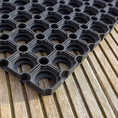 Heavy-Duty Rubber Mat, 24x32 Inches, Anti-Slip Door Mat for Residential & Commercial Use, Weather-Resistant, Honeycomb Design for Dirt Scraping, Easy Maintenance, Ideal for Indoor & Outdoor Entrances - size: 2' x 2'8" (Rectangular)