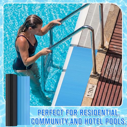 Breling 9" x 36" Swimming Pool Ladder Mat, Protective Pool Ladder Pad Step Mat with Non Slip Texture for Above Ground Swimming Steps Liners and Stairs(Vertical Striped) - size: 9" X 36", style: Vertical Striped