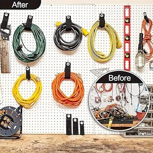 12 Pack Heavy Duty Storage Straps, 13 Inch Extension Cord Holders & Cable Organizer with Rust-Resistant Grommet, Heavy Duty Cable Straps for Garage, Camping, RV, Home Organization
