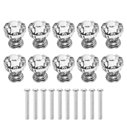 jojofuny 1.1" Acrylic Crystal Cabinet Knobs with Durable Metal Base – Elegant Clear Drawer Pulls for Kitchen & Bathroom Cabinets, Dressers – Easy Installation, Scratch-Resistant, Set of 10