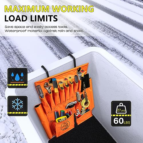 Lineman Tool Board, Aerial Apron, Bucket Truck Tools Organizer with Over 16 Pockets, Tool Organizer for Bucket Trucks and Lineman, Includes Two 2” Bucket Hooks - size: 16 Pockets